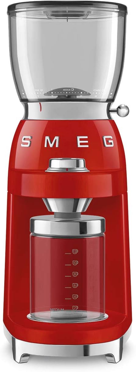 Smeg 50's Retro Style Aesthetic Coffee Grinder, CGF01 (Red)