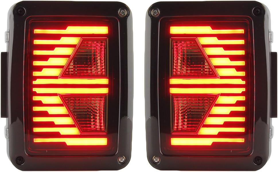 SKUNTUGUANG Clear LED Rear Tail Light EU Lamp Assembly Replacement Brake Drive Running Reverse Signal Light for Wrangler 2007-2016 t (2 pcs) (Seven generations tail light)