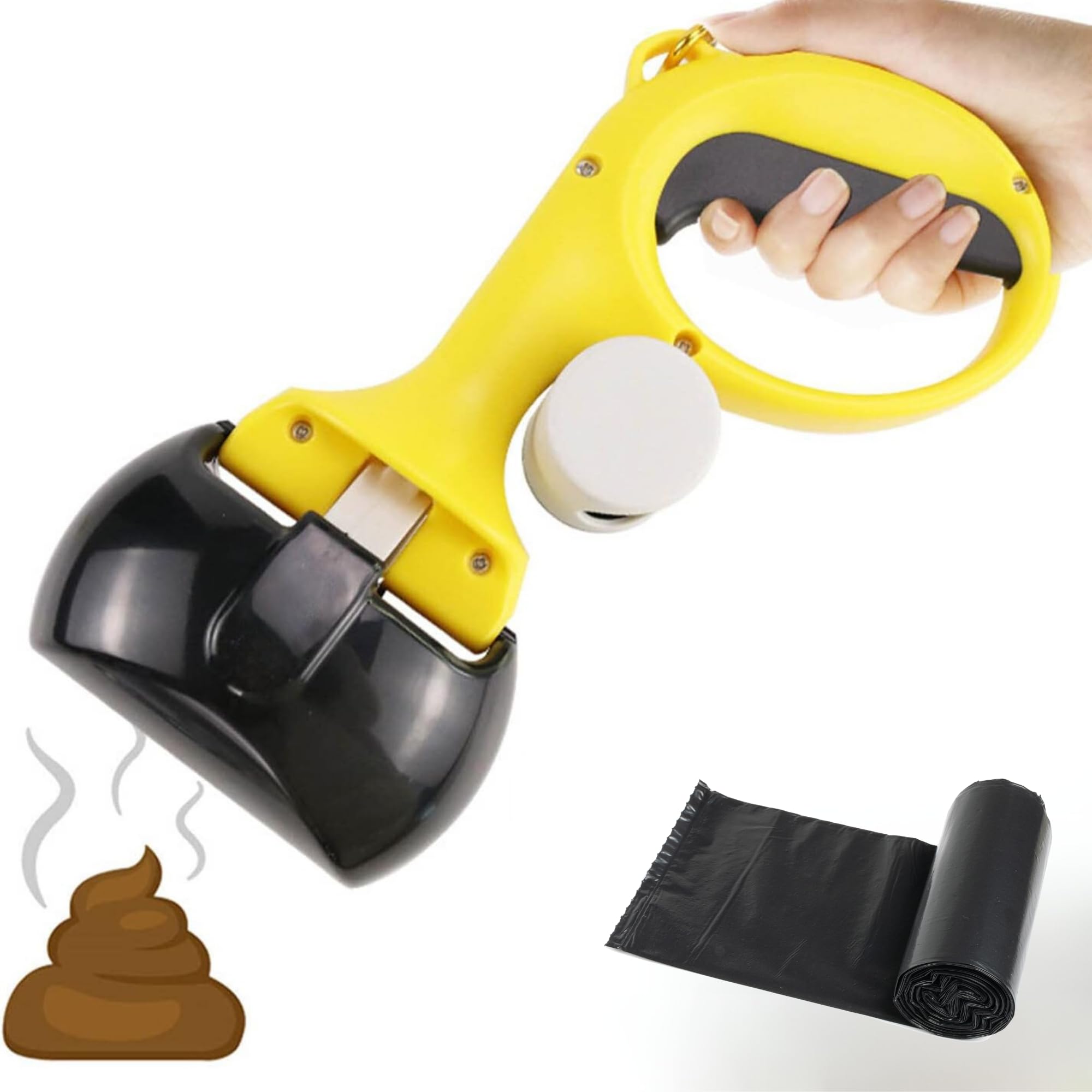 MAGIC SELECT 𝗗𝗼𝗴 𝗣𝗼𝗼𝗽𝗲𝗿 𝗦𝗰𝗼𝗼𝗽𝗲𝗿. Non-Toxic ABS Poop Scoop, Lightweight and Durable, with Hook and Bag Dispenser, Portable for Pets. 1 Roll of Bags Included.