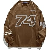 Aelfric Eden Oversized Crewneck Sweatshirts for Men Vintage Graphic Pullover Loose Fit Streetwear Long Sleeve Top