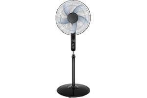 INFINIPOWER Simple Deluxe Oscillating 16″ Adjustable 3 Speed Pedestal Stand Fan with Remote Control for Indoor, Bedroom, Living Room, Home Office & College Dorm Use, 16 Inch, Black