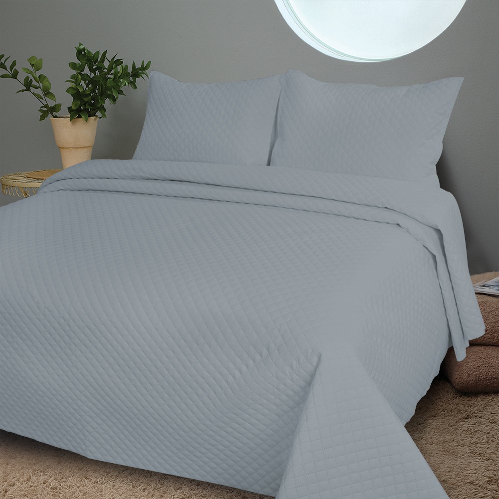 Merryfeel Bedding Quilt Set, Extra Lightweight Oversized Bedspread Coverlet Set-Twin Gray