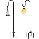 Adjustable Shepherds Hooks - 36Inches, 5Prong Base - Stand Pole for Humming Bird Feeder & Hanging Solar Lights - Mason Jar - Outdoor Garden Wedding Decor (2pcs)