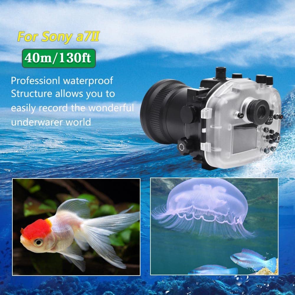 Seafrogs A7 Ii Pro/Ng Series 40M/130Ft Underwater Waterproof Housing Waterproof Case For Sony A7 Ii A7R Ii A7S Ii, Support 28-70Mm Lens Black [Updated Version]