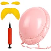 Trimcx Inflatable Belly Costume Kit with Yellow Mustache Eyebrows | Fake Belly Costume Set with Hand Pump for Adult Halloween, Cosplay, Book Character Events, Stage Shows and Costume Parties