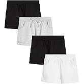 Real Love Girls' Active Shorts - 4 Pack Cuffed French Terry Sweat Shorts (Size: 7-16)