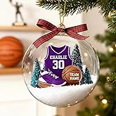 Custom Basketball Snow Ball Ornament 2025, Personalized Player Jersey Ornament, Personalized Name and Number, Basketball Christmas Tree Decoration, Sports Fan Gift, Gift for Sport's Fan DS3