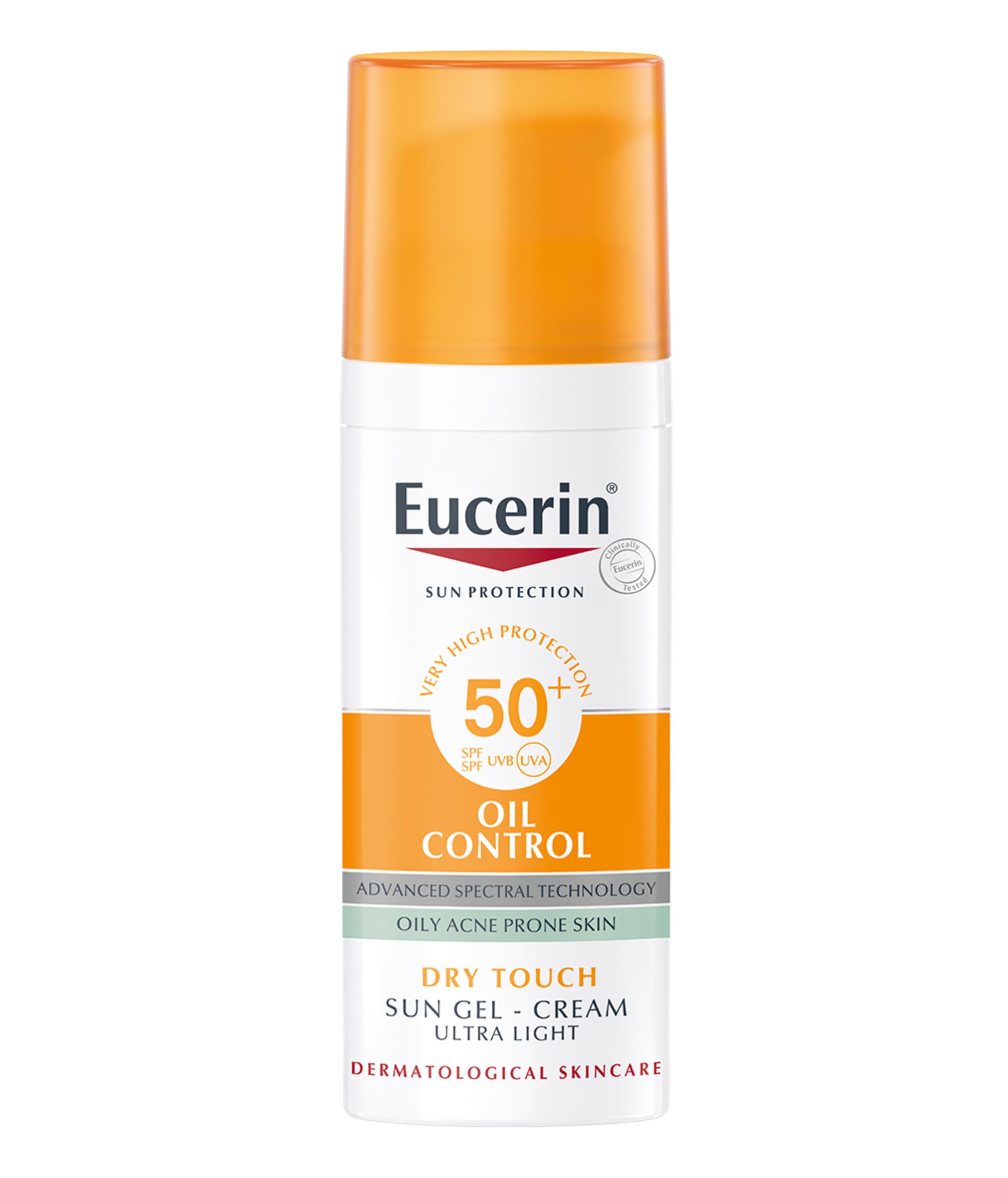 Eucerin Oil Control Sun Gel-Cream Dry Touch SPF 50+ 50ml, Unscented Sun Protection Gel for Sensitive, Oily and Acne-Prone Skin, Fast-Absorbing Sunscreen with UV Filter