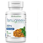 VH Nutrition Fenugreek+ 1400mg Capsules for Men &amp; Women, 60 Count | Extra Strength Fenugreek, Hormonal Balance and Energy Support, Gluten-Free