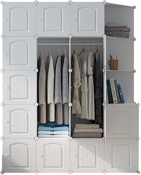 Amazon クローゼットワードローブ 服主催ティーンベッドルームプラスチック布147 47 1cm用モジュラーワードローブクローゼット Size 147 47 1cm ハンガーラック オンライン通販