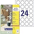 AVERY Zweckform L3415-10 Round Labels (240 Stickers on 10 Sheets, for Printing, Self-Adhesive, Diameter 40 mm, A4, Adhesive Dots for Identifying Documents Products) White