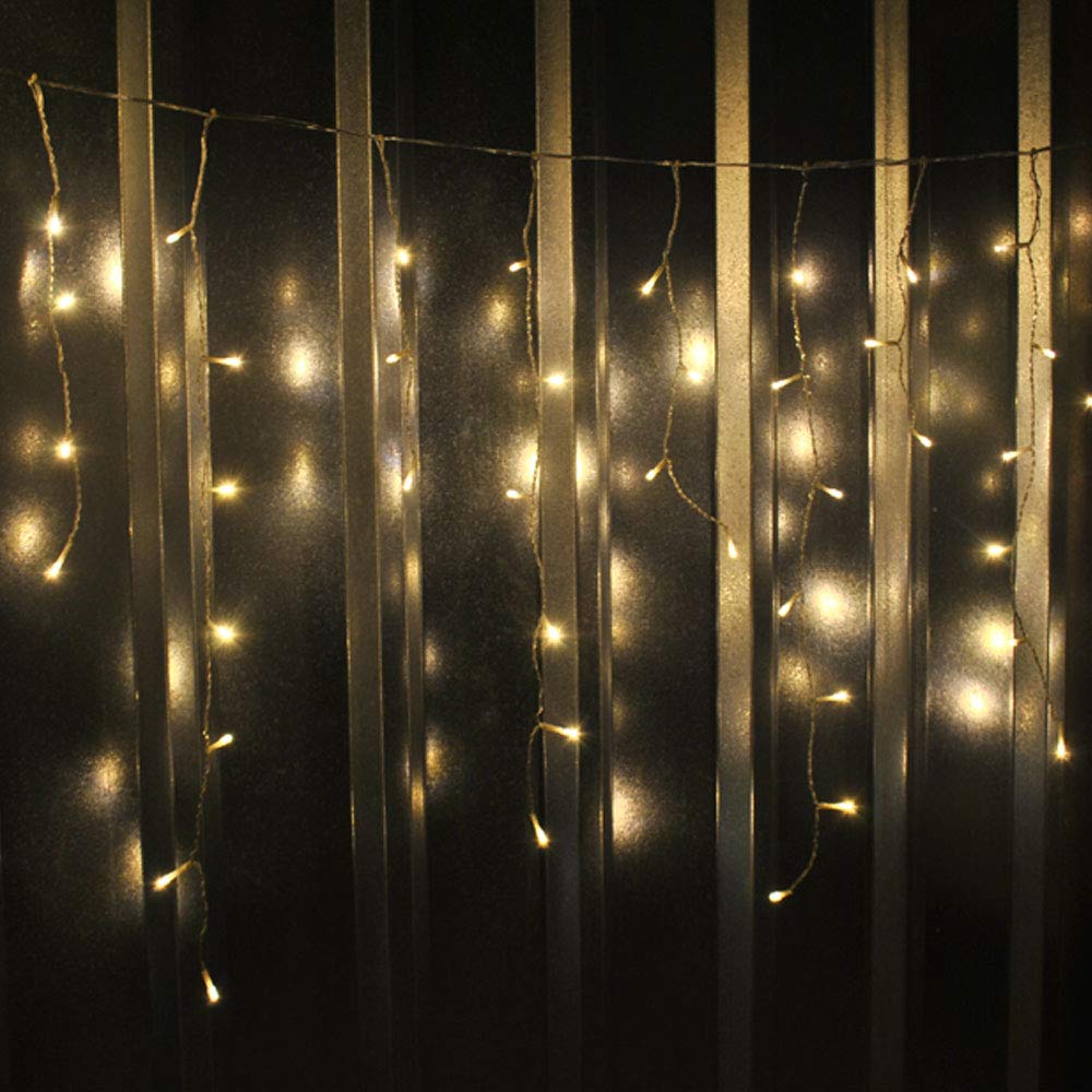 LightsGo Waterproof Warm White Icicle Christmas Fairy Lights 120 Lights 4 Metres Wide Plus Long Lead Cable - Safe Voltage (120 Lights 4M)