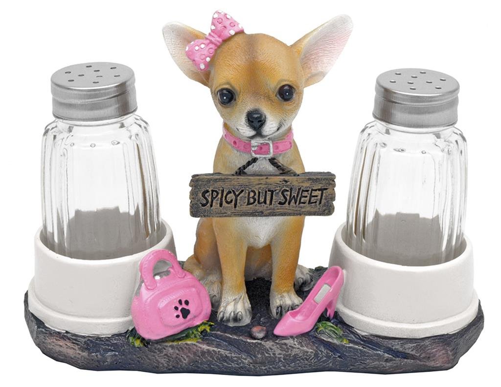 DWK Animal Holder with Salt And Pepper Shaker Set (3 Piece) | Kitchen Décor and Accessories | Salt and Pepper Shakers | Home Décor | Home Decorations… (Chihuahua)
