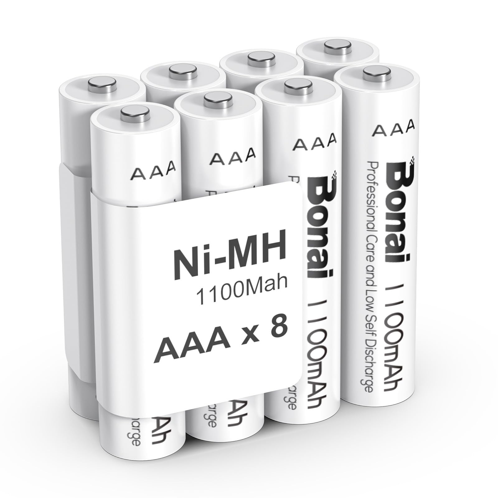 BONAI 1100mAh AAA Rechargeable Batteries High Capacity 1200 Cycles Rechargeable Battery AAA [ Pack of 8 ]