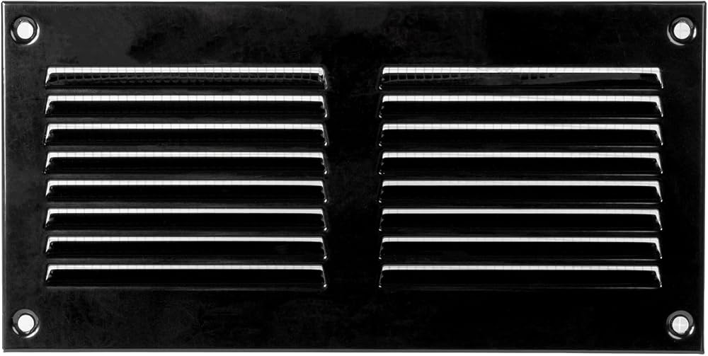 Repa Market 8x4 Black Air Vent Cover Steel Gable Wall Ceiling 200x100mm