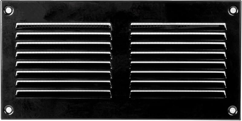 Repa Market 8x4 Black Air Vent Cover Steel Gable Wall Ceiling 200x100mm