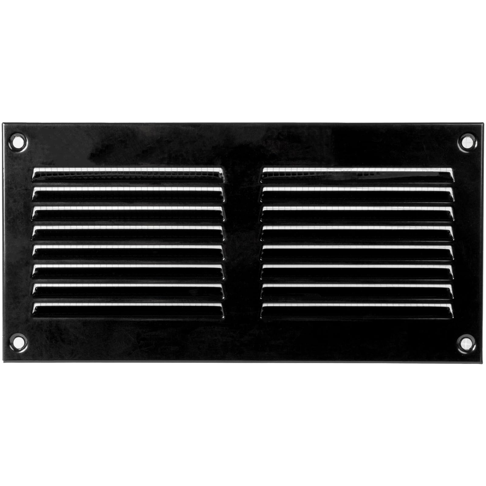 8" x 4" Inch / 200 x 100 mm Black Air Vent Cover - Steel Return Air Grilles for Ceiling, Wall and Sidewall with Insect Mesh Screen - Fresh Air Intake Vent - HVAC, Soffit Vent, Gable Vent — image 1