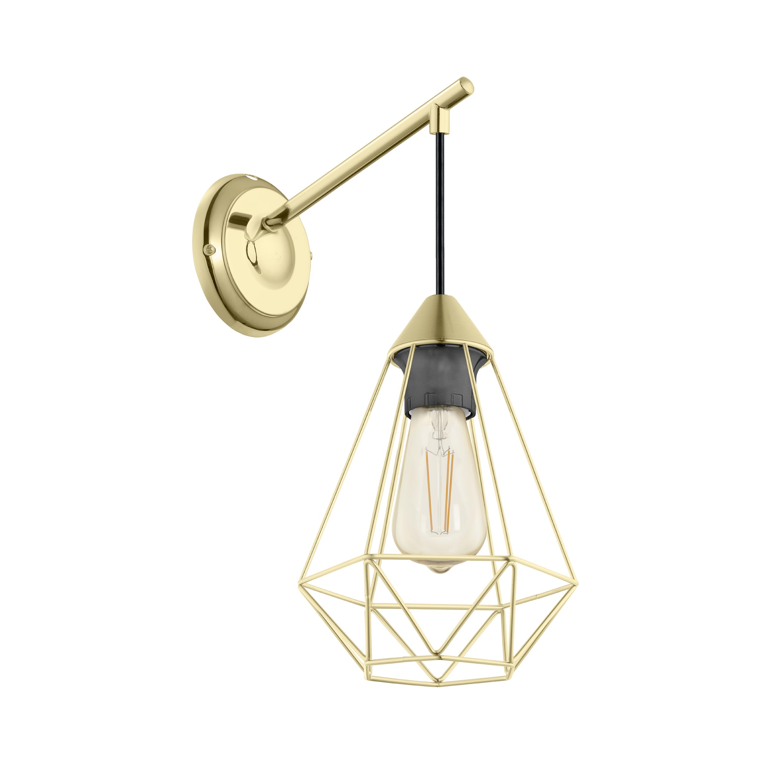 Eglo Indoor wall Light Tarbes, wall lamp Made of Brushed Brass Metal, Living Room and Hallway Lighting Fixture, E27 Socket