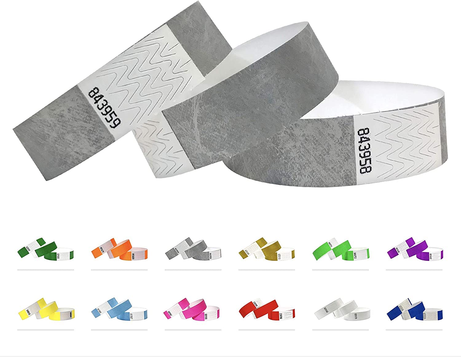 Tyvek Wristbands - 500 Pack - 3/4" Tyvek Wristbands for Events (Silver)