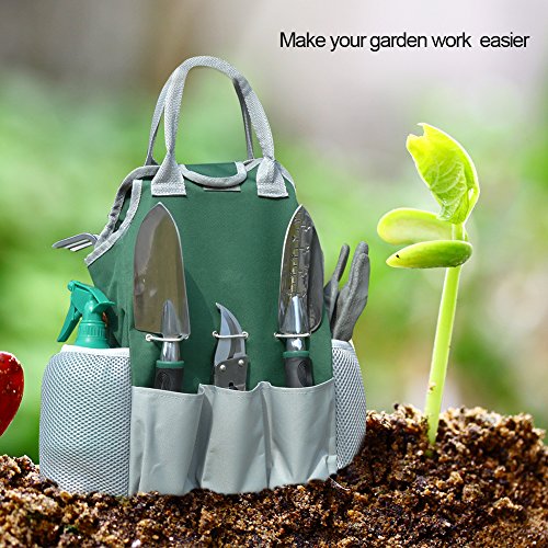 Auelife 11 Pieces Garden Tools Set –Gardening Tools with Garden Tote and Garden Gloves, Gardening Fathers Day Gifts Tool Kit with Garden Trowel Pruners and Garden Hand Tools