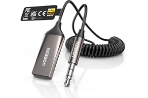 UGREEN Aux to Bluetooth 6.0 Car Adapter with LDAC, 3.5mm Aux Adapter for Auto Built-in Microphone, Car Bluetooth Audio Receiv