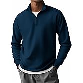 COOFANDY Men's Quarter Zip Mock Neck Pullover Sweater