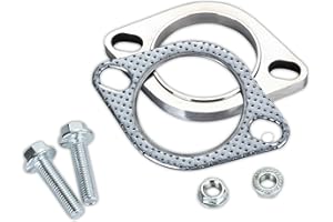 AUTORIFIC Stainless Steel Exhaust Flange Connection Kit, 2 Bolt 2.5 Inch Exhaust Flange and Gasket Set, Car Accessories, Including 2 Flange Hexagon Head Bolts and 2 Flange Hexagon Nuts