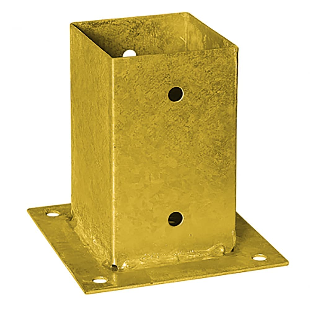 91mm x 150mm Yellow Galvanized Zinc Square Bolt Down Post Base Support PostFoot Shoe for 90mm Timber