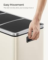 SONGMICS 3 x 18 L Kitchen Bin 3 Compartment Steel Sand Beige LTB054A02 view 7
