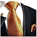 Paul Malone Necktie, Pocket Square and Cufflinks 100% Silk Orange Navy