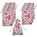 BCP Pack of 10pcs 3.5 X 6 Inch Roses Pattern Double Drawstring Linen Bags Burlap Drawstring Bag/Gift Bag Pouch for Party/Wedding