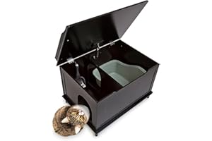 DESIGNER PET PRODUCTS Designer Catbox Cat Litter Box Enclosure, Hidden, Dog-Proof Pet Furniture with Cover, Elegant, Covered, Odor Contained for Large Cats, Cat Litter Box Furniture with Lid, Cat Litter Boxes, Black