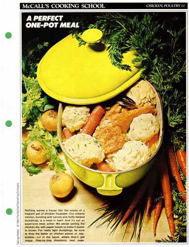 McCall's Cooking School Recipe Card: Chicken, Poultry 11 - Chicken Fricassee With Dumplings (Replacement McCall's Recipage or Recipe Card For 3-Ring Binders)