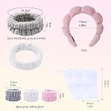 DALAETUS 12 Pc Soft Puffy Spa Headband Wristbands Bubble Net Face Wash Set view 2