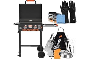 22 inch Blackstone Griddle with Hood, and Grill Stand, Outdoor Flat Top Grill Propane Portable Gas Grill, BBQ Grill with Blackstone Accessories, Seasoning, and Wholesalehome Gloves & Cloth Included