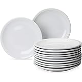 AmazonCommercial 12-Piece Porcelain, 7 Inch Dessert Plate Set, White