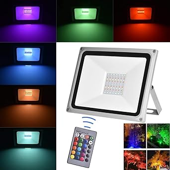 Viugreum Foco RGB Led 30w, Foco Colores con Control Remoto,RGB LED ...