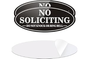 MONGFUN No Soliciting Sign for House, 2 Pack Self-Adhesive Aluminum Metal No Solitation Do Not Knock or Ring Bell Sign, 7.0 x 3.0 inches Rust Free Signs for Door and Wall (Black/White)