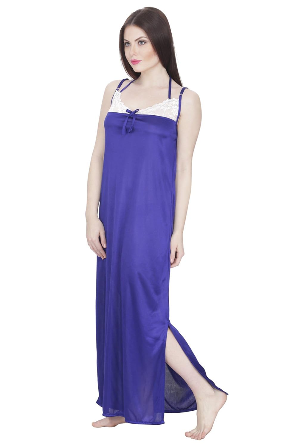 secret wish women's satin nighty (black, free size)