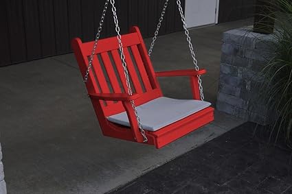 AD PlanetGarden, Outdoor, Indoor Wooden Swing Chair,RED.!! Ships Worldwide !!