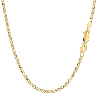 14 Karat 585 Gold Rund Erbskette Rolo Link kette Gelbgold Unisex - Breite 2.70 mm - Länge Wählbar