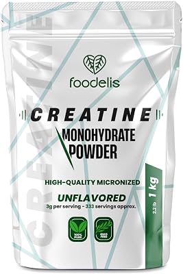 Creatin Pulver 1 kg – 100% Kreatin Monohydrat, mikronisiert – Ohne Zusätze – Gut löslich & geschmacklos – Mit Dosierlöffel – Vorrat für 333 Portionen