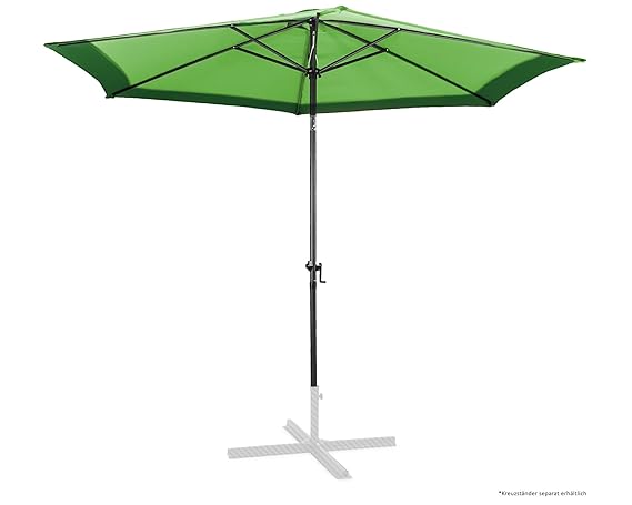 Ondis24 Marktschirm 3 Meter Sonnenschutz Sonnenschirm 300 cm rund mit Kurbel, UV 50, zweifarbig, Grün