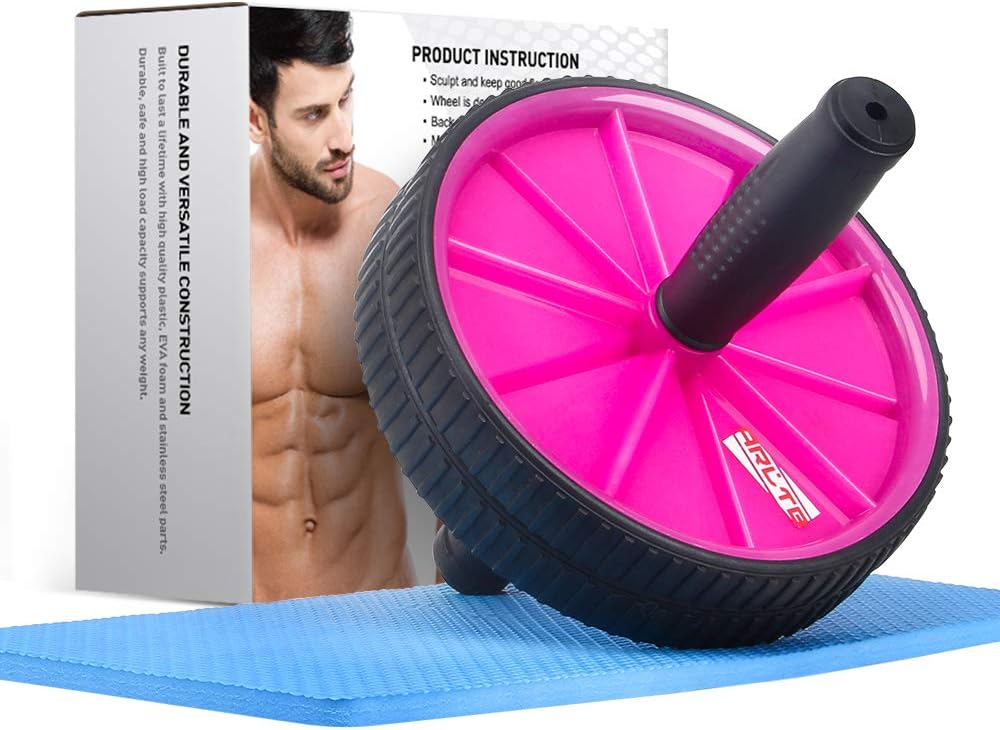 Arltb Ab Wheel Roller (5 Colors) with Free Knee Mat and Anti-Slip Handles and Storage Box Perfect Abdominal Core Carver Fitness Workout for Abs Exercise and Strengthen Your Abs and Core