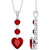 Rosec Jewels Certified 2.8 Carat Lab Grown Ruby Heart Necklace with Silver Chain, Aaaa Quality, Ruby Promise Necklace - Romantic Gift