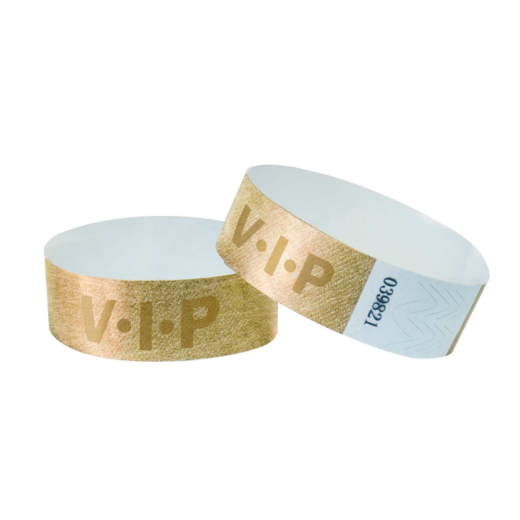 L LIKED 100 Pcs VIP Wristbands for Events, Waterproof Paper Neon Wristbands Party Bands Entrance Wristbands for Events Music Festival Concert Contest (Gold)
