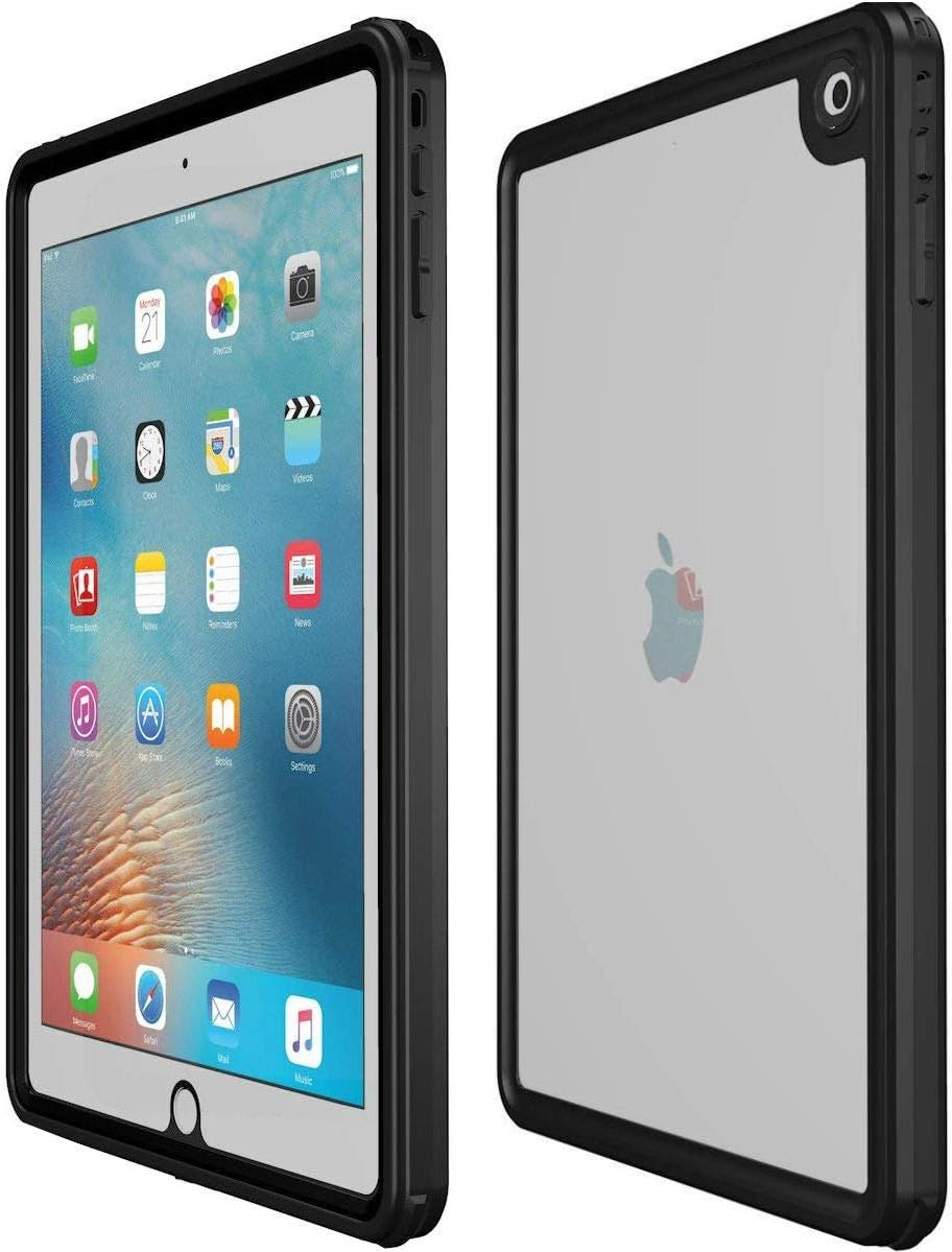 iPad Waterproof Case(2017/2018), iThrough IP68 Underwater Case for iPad (9.7 Inch),Heavy Duty Shock Drop Rain Snow Dust Proof Protective Case Slim Cover for All-New iPad with Lanyard (Black)