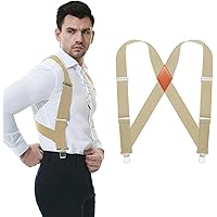 Suspender Store Men's Undergarment Suspenders – Airport Friendly, 1.5” Wide Beige Straps With X-Back - View #8