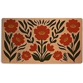 XFN Retro Poppy Door Mat 18x30 Inch, Coco Coir Doormat Slip PVC Backing | Modern Floral Durable Welcome Mat for Outdoor Indoor Entryway Porch Bohemian Home Decor, Floral Gifts for Women