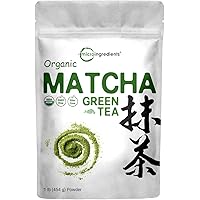 Organic Matcha Green Tea Powder, 1 Pound (16 Ounce), Culinary Grade, First Harvest Authentic Japanese Origin, 100% Pure Match